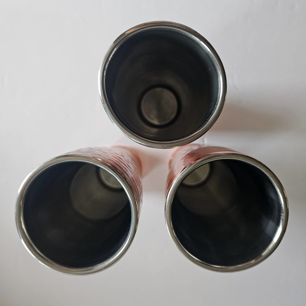 Hammered COPPER Beer Tall Skinny Tumbler set of 3 - Picture 4 of 7